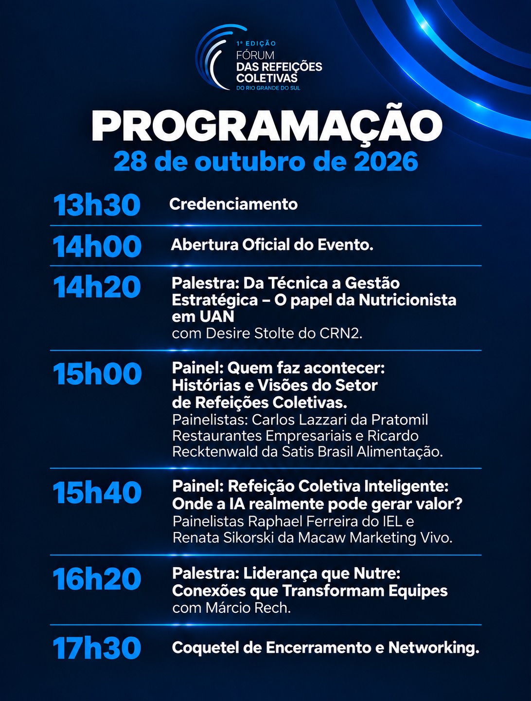 1º Fórum das Refeições Coletivas do RS divulga programação e convida o setor para um grande encontro de conhecimento e conexões